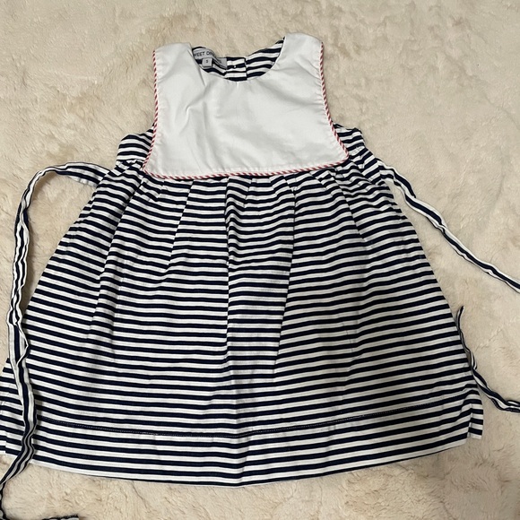 Sweet Dreams Other - Sweet Dreams Navy and White Striped Bib dress sz 5 100%cotton